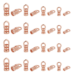 Розовое Золото 32шт. 4 стили латунные наконечники шнура, розовое золото , 7.3~10.5x2.3~5 мм, отверстие : 1~3 мм, 8 шт / стиль