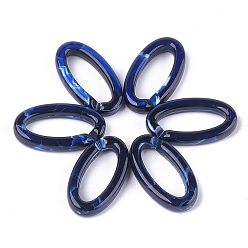Dark Blue Acrylic Linking Rings, Quick Link Connectors, For Jewelry Chains Making, Imitation Gemstone Style, Oval, Dark Blue, 35x19.5x6mm, Hole: 25.5x10mm, about 235pcs/500g