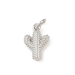 Платина Латунные подвески, кактус прелести, долговечный, без свинца и без кадмия, стойки покрытие, с целью перехода в кольце, платина, 13x9x3.5 мм, отверстие : 3.3 мм