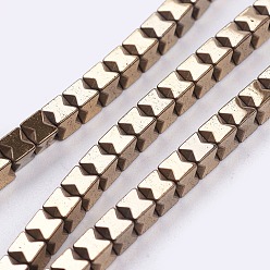 (252) Цвет внутри: морской / фиолетовый на подкладке Гальванизировать немагнитных синтетический гематит бисер пряди, бисер нитей, кубические, античная бронза покрытие, 4x4x4 мм, отверстие : 0.5 мм, около 107 шт / нитка, 16.1 дюйм (41 см)