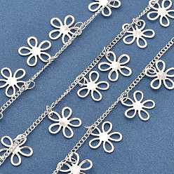 Серебро Латунные цветочные цепочки ручной работы, для ожерелья браслеты решений, долговечный, пайки, с катушкой, серебряные, 2x1.5x0.4 мм, около 16.40 футов (5 м) / рулон