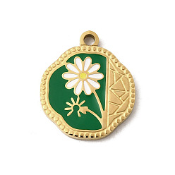 Цветок 304 нержавеющей стальной эмали подвески, ионное покрытие (ip), золотые, цветок, 17.5x15x1.5 мм, отверстие : 1.7 мм