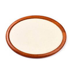 Blanco Antiguo Bandeja de exhibición de joyería de madera ovalada, cubierto con microfibra, organizador de monedas de piedra, blanco antiguo, 30x22x1.8 cm