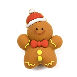Gingerbread Man Рождественские силиконовые бусины, фокусные бусы, коричневые, Колобок, 30.5x23x14 мм, отверстие : 2.7 мм