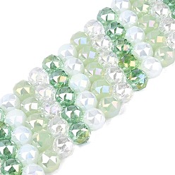 Средний Морско-зеленый Нити из гальванически покрытых искусственным нефритом и непрозрачных и прозрачных стеклянных бусин, бусины разных стилей, круглые, с покрытием AB цвета, граненые, средний морской зеленый, 7.5~8x7 мм, отверстие : 1~1.5 мм, около 48~50 шт / нитка, 13.19~14.17 (33.5~36 см)