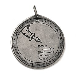 Античное Серебро 304 подвески из нержавеющей стали, с целью перехода в кольце, плоский круглый с ключом Соломона, античное серебро, 45x42.5x2.5 мм, отверстие : 8 мм