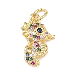 Sea Horse Латунные микро проложить кубического циркония подвески, с целью перехода в кольце, реальный 18 k позолоченный, морской конек, 17x11x4 мм
