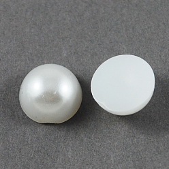 White ABS Plastic Imitation Pearl Cabochons, Half Round, White, 2.5x1.25mm