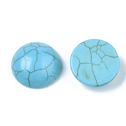Sky Blue Synthetic Turquoise Cabochons, Dyed, Half Round/Dome, Sky Blue, 16x6mm