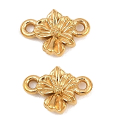 Real 18K Gold Plated 304 Stainless Steel Connector Charms, Flower Links, Ion Plating(IP), Long-Lasting Plated, Real 18K Gold Plated, 7x10x2.3mm, Hole: 1mm, about 15pcs/bag