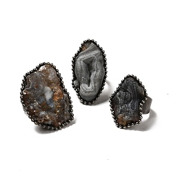 Натуральный Агат Открытые кольца-манжеты с натуральным агатом неправильной формы, античное бронзовое широкое кольцо из латуни и олова для мужчин и женщин, без свинца и без кадмия, размер США 8 1/2 (18.5 мм)