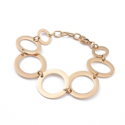 Oro 304 de acero inoxidable pulseras de cadena enlace, con cierre de langosta, anillo, dorado, 7-1/8 pulgada (18 cm)