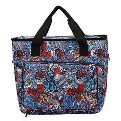 Разноцветный Вязаная сумка с цветочным узором в китайском стиле, органайзер для хранения пряжи, сумка для крючков и спиц, красочный, 39x32x7.5 см