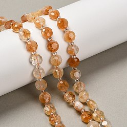 Цитрин Нагретые нити из натуральных цитриновых бусин, плоско-круглые, граненые, с бисером, 7~7.5x7.5~8x4.5~5 мм, отверстие : 1 мм, около 19~21 шт / нитка, 7.52~7.60'' (19.1~19.3 см)