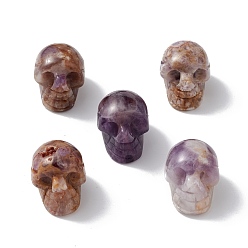 Аметист Натуральный шеврон аметист украшение дисплея, для домашнего офиса настольный, череп, 18~23x17~23.5x23~26 мм