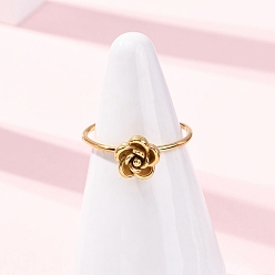 Цветок 304 открытые кольца манжеты из нержавеющей стали, золотые, цветок, внутренний диаметр: 18 мм