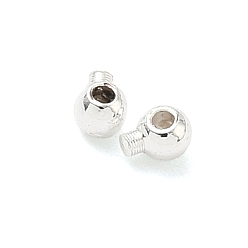 Посеребрённый Зажимные бусины из латуни, круглые, долговечный, без свинца и без кадмия, стойки покрытие, 925 серебро покрытием, 3x2.5x2.3 мм, отверстие : 0.5 мм