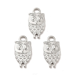 Нержавеющая Сталь Цвет Не тускнеющие 304 подвески из нержавеющей стали, сова прелести, цвет нержавеющей стали, 19x10x2 мм, отверстие : 3 мм