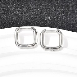 Квадрат Серьги из 201 нержавеющей стали, с 316 хирургическими штифтами из нержавеющей стали, цвет нержавеющей стали, квадратный, 14x14.5x2.5 мм