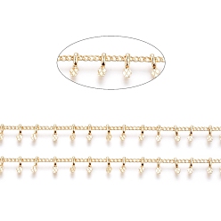 Настоящее золото 18K Латунные цепочки ручной работы, с прелестями, с катушкой, долговечный, пайки, реальный 18 k позолоченный, 1.5x1.2x0.3 мм, 6x2x2 мм, около 32.8 футов (10 м) / рулон