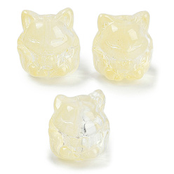 Бледно-Золотистый Прозрачная аэрозольная краска стеклянные шарики, лиса, бледно золотарник, 15x14x13.5 мм, отверстие : 1.2 мм