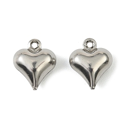 Нержавеющая Сталь Цвет 304 подвески из нержавеющей стали. подвеска в виде сердца, анти-тускнение, цвет нержавеющей стали, 11x9x4.5 мм, отверстие : 1 мм