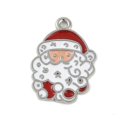 Santa Claus Новогодняя тема сплава эмали подвески, платина, Дед Мороз, 23x17x1.5 мм, отверстие : 1.8 мм