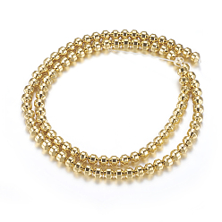 Golden Plated Non-magnetic Synthetic Hematite Beads Strands, Round, Ball, Golden Plated, 4.5x4mm, Hole: 1mm, about 99pcs/strand, 15.9 inch(40.5cm)