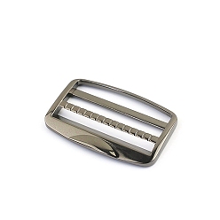 Черный Цвет Металла Прямоугольный цинковый сплав слайдер замка лестницы, регулируемые лямки с пряжкой, металлический черный , 41x57 мм