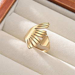 Лист 304 открытые кольца манжеты из нержавеющей стали, золотые, лист, размер США 7 (17.3 мм)