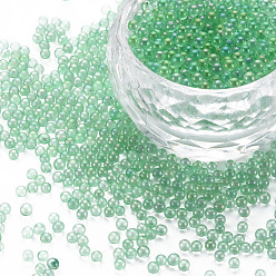 Светло-зеленый Сделай сам украшения для ногтей мини стеклянные бусины, крошечные шарики ногтей икрой, с покрытием AB цвета, круглые, без отверстия , светло-зеленый, 2 мм, о 450 г / мешок