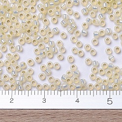 (RR577) Dyed Butter Cream Silverlined Alabaster MIYUKI Round Rocailles Beads, Japanese Seed Beads, (RR577) Dyed Butter Cream Silverlined Alabaster, 11/0, 2x1.3mm, Hole: 0.8mm, about 1100pcs/bottle, 10g/bottle