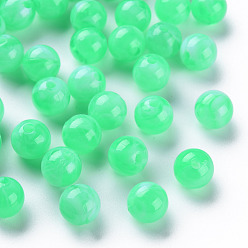 Средний Весенно-Зеленый Акриловые бусины, имитация драгоценных камней, круглые, средний весенний зеленый, 8 мм, отверстие : 1.8 мм, Около 2000 шт / 500 г