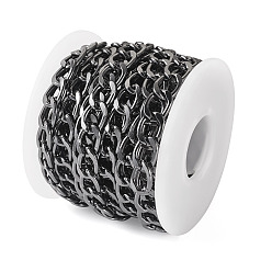 Черный Цвет Металла Алюминиевая цепь для бордюров, несварные, с катушкой, металлический черный , 13x9.5x2 мм, 5 м