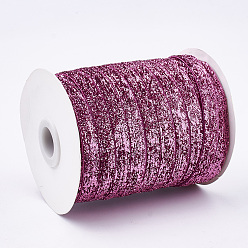 Medium Orchid Glitter Sparkle Ribbon, Polyester & Nylon Ribbon, Medium Orchid, 3/8 inch(9.5~10mm), about 50yards/roll(45.72m/roll)