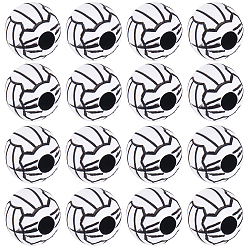 Белый 150 шт. Акриловые бусины в стиле ремесел, спортивные бусы, волейбол, белые, 12x10.5 мм, отверстие : 3.5~4 мм, 150 шт / пакет