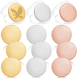 (52) Непрозрачная лаванда 12шт 3 цвета железные пустые памятные монеты, счастливые монеты, с защитным чехлом, плоско-круглые, для лазерной гравировки, разноцветные, 40x3~3.3 мм, 4 шт / цвет