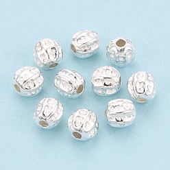 Серебро 925 шарики стерлингового серебра, форма ореха, гофрированный, серебряные, 6x6x5.5 мм, отверстие : 1.6 мм