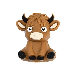 Сиена Силиконовые бусины, изготовление ожерелий и браслетов своими руками, мультяшный корова, цвет охры, 27.5x24x14 мм, отверстие : 2 мм