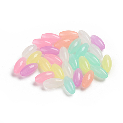 Colorful Luminous Acrylic Beads, Glow in the Dark, Oval, Colorful, 13.5x6.5mm, Hole: 1.5mm