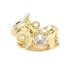 Прозрачный Латунные микро проложить кубического циркония подвески, лошадка прелести, стойки покрытие, без кадмия и без свинца, реальный 18 k позолоченный, прозрачные, 11x14x6.5 мм, отверстие : 1.2 мм
