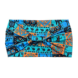 Синий Повязка на голову из ткани бохо-ткань с широким узлом, повязка на голову для йоги, эластичная повязка на голову для женщин и девочек, синие, 250x145 мм