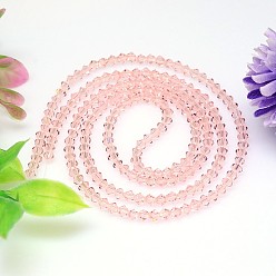 Pink Faceted Imitation Austrian Crystal Bead Strands, Grade AAA, Bicone, Pink, 8x8mm, Hole: 0.9~1mm, about 50pcs/strand, 15.7 inch