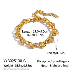 Золотой 304 Браслеты из нержавеющей стали в форме сердца и свиного носа для женщин, 6-3/4 дюйм (17 см)