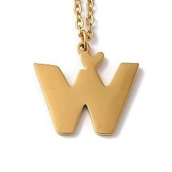 Letter W 304 подвесные из нержавеющей стали ожерелья, буквы, Буква W, 15.75 дюйм (40 см), Кулон : 17.5x19x1.5 мм