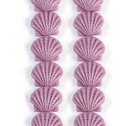 Сливовый Нити резных бусин синтетического коралла, формы раковины, слива, 11~11.5x9x6.5 мм, отверстие : 1 мм, около 30 шт / нитка, 10.71'' (27.2 см)