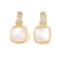 Настоящее золото 18K Латунные микро проложить кубического циркония подвески, с оболочкой, квадратный, реальный 18 k позолоченный, 16 мм, отверстие : 1.8 мм