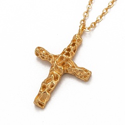 Золотой 925 подвесные стерлингового серебра ожерелья, с кабельными цепями и пружинными кольцами, крестик, золотые, 15-3/4 дюйм (40 см)