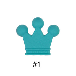 Cadet Blue Food Grade Eco-Friendly Silicone Focal Beads, Crown, Cadet Blue, 30.5mm