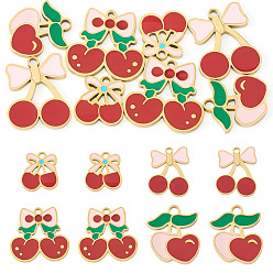 (123L) Белый крем непрозрачный блеск 8 шт 4 стили 304 подвески из нержавеющей стали, эмалевые вишневые подвески, ионное покрытие (ip), огнеупорный кирпич, 12~18x11~18x1.5 мм, отверстие : 1.4~2 мм, 2 шт / стиль